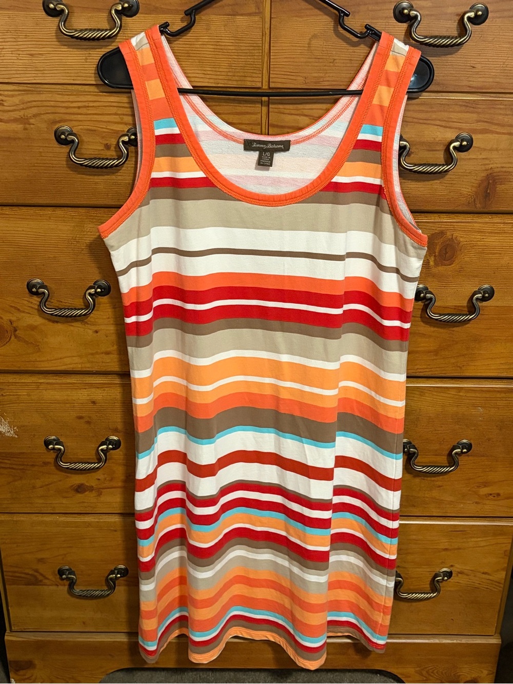 Tommy Bahama Orange Multicolor Striped Tank Dress